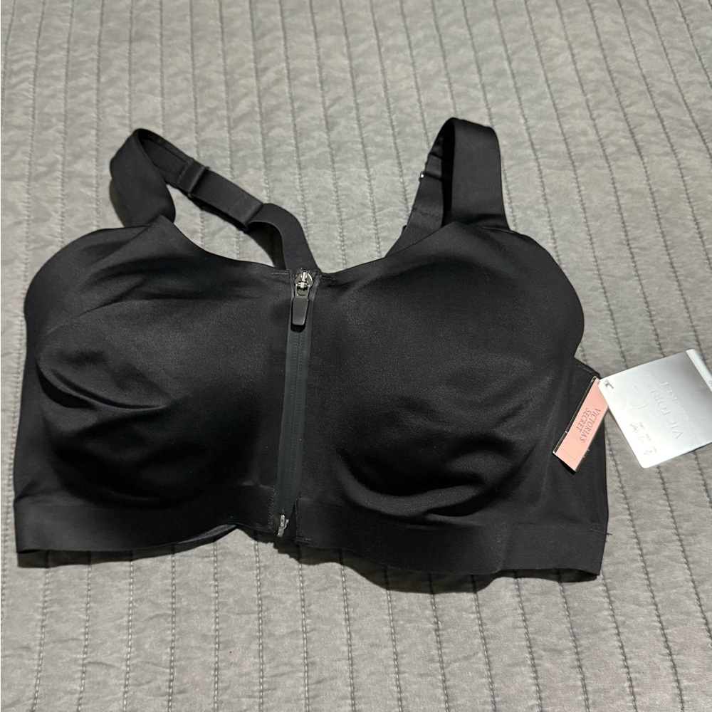 Black Zipper Front Sports Bra